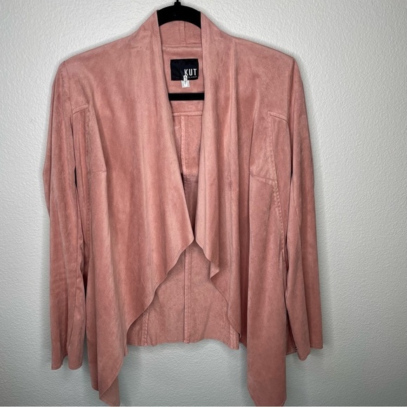 Kut from the Kloth Blush Pink Flowy Drapey Soft Blazer Jacket Size 4 - Picture 1 of 11